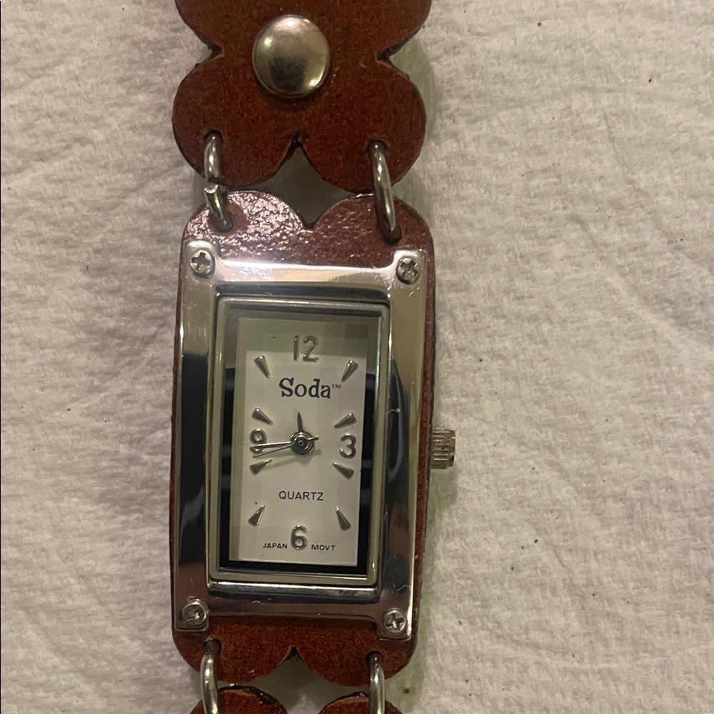 Soda Silver and Brown Rectangular Watch - image 7